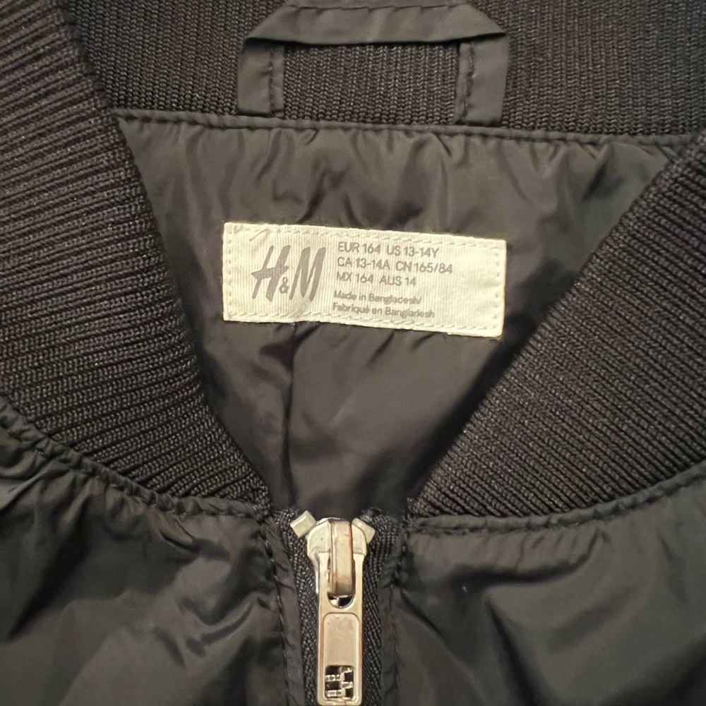 H&M kids bomber jacket black Size 13-14 youth - Picture 7 of 7